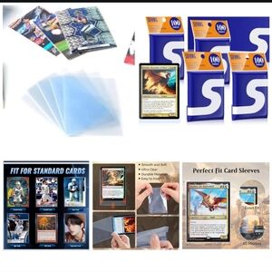 🍎NEW 400 Perfect Fit Inner Sleeves Trading Cards Display Plastic Flat Small Bag
